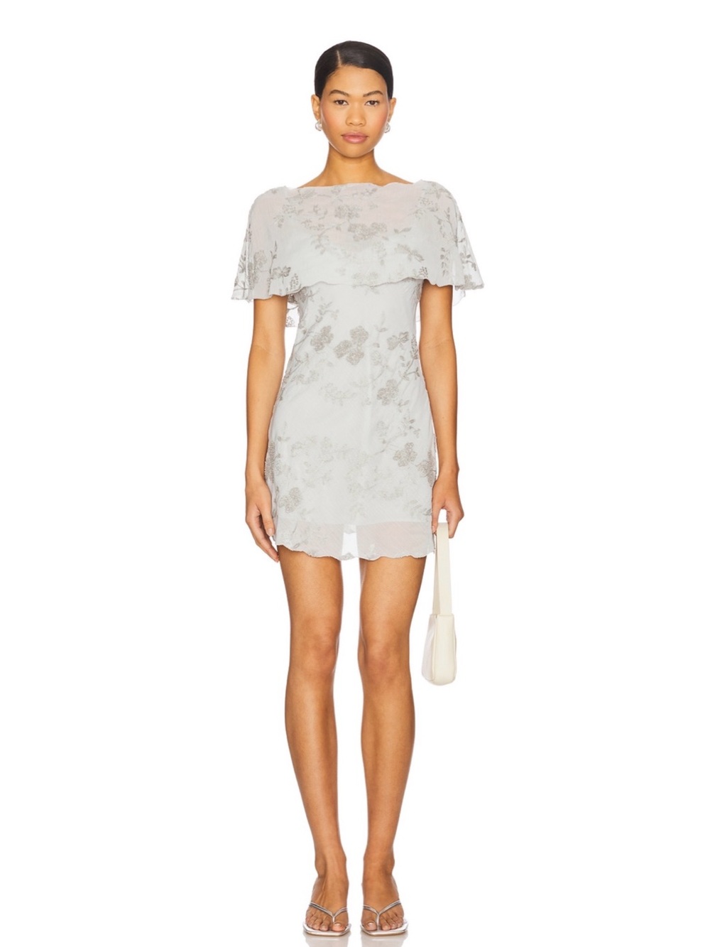 Stone Cold Fox x REVOLVE Blaire Embroidered Mini Dress in Dusty Blue